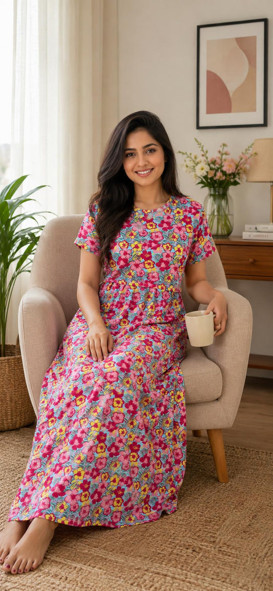 Multicolour Floral Printed Feeding Loungewear